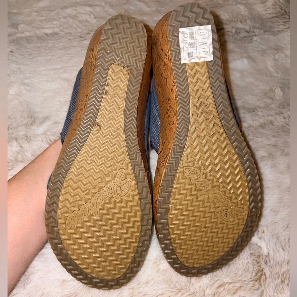 Skechers Beverlee High Tea Wedge Sandals Size 8 Black Yoga Foam Comfort 💙 - Picture 7 of 8